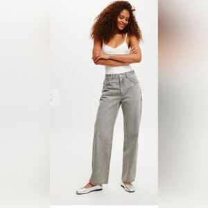 New Ash Gray Cotton-in loose straight jeans size 4 high rise rigid goth edgy